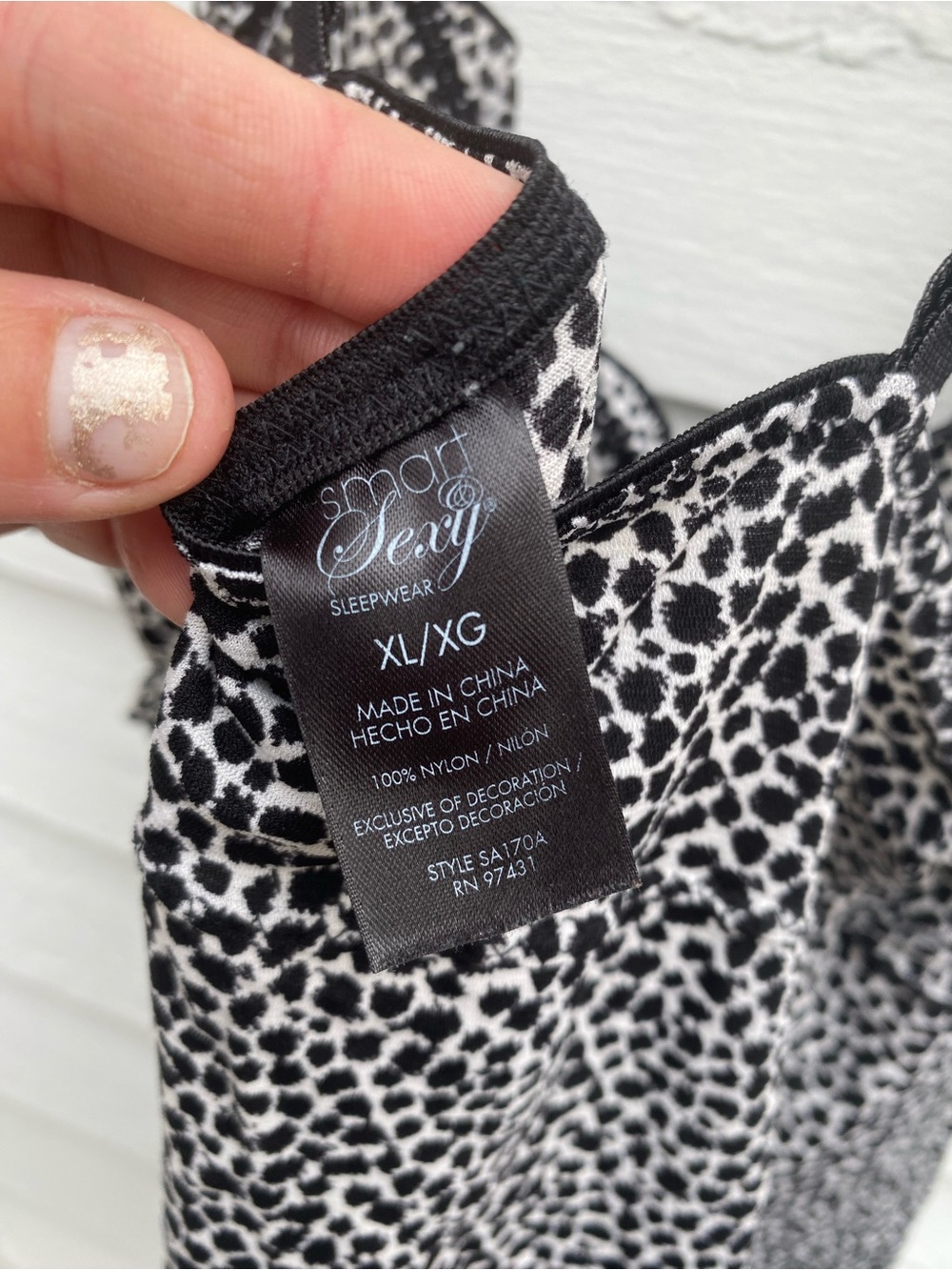 smart & sexy Black and White Leopard Spots Lace-Trim Chemise Tank Mini Dress - Picture 6 of 7